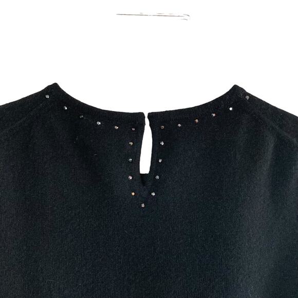 Neiman Marcus Black Cashmere Sleeveless Sweater Rhinestones Sz Large Career Wear - Picture 4 of 6